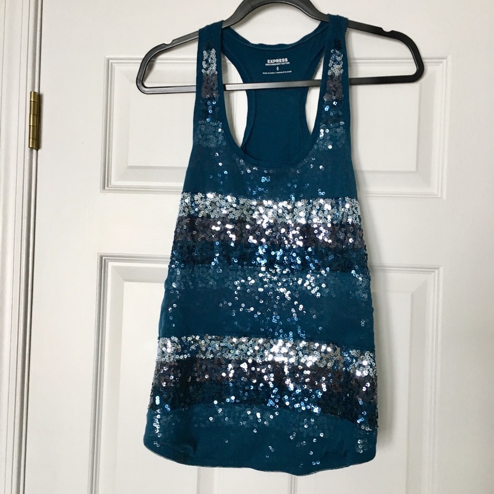 Express Sequin Racerback Tank Top